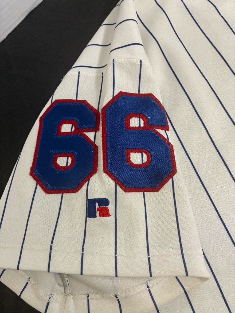 Russell Athletic White Jersey with Blue Pinstripes - Picture 5 of 7